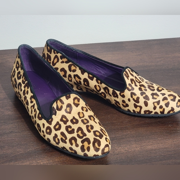 Vaneli Shoes - Vaneli Pilar Camel Dino Haircalf/Black Suede Loafers Size 8N